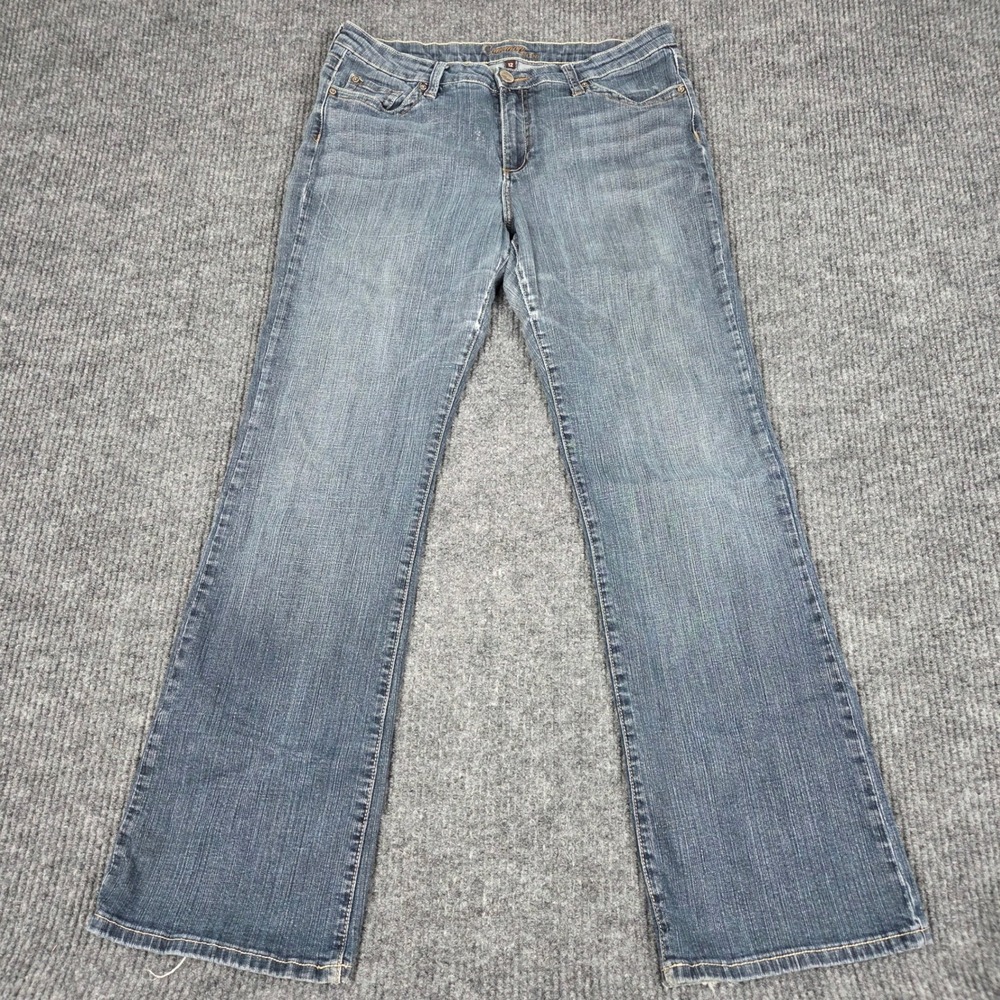 Common‎ Genes Womens Medium Wash Bootcut Flap Pocket Embroidered Jeans Size 12